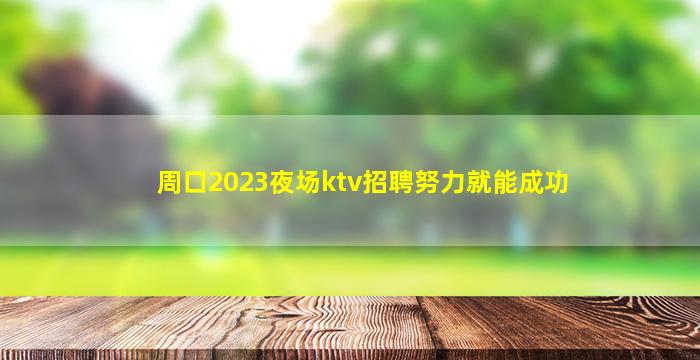 周口2023夜场ktv招聘努力就能成功